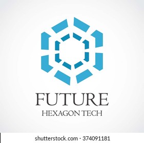 Future hexagon of line technology abstract vector and logo design or template digital business icon of company identity symbol concept