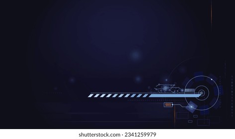 Future high technology digital  concept. computer innovation process loading or scanning.  blue background. Abstract cyber lines and dots connection data design. vector illustration.