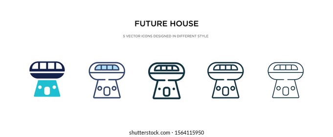 future house icon in different style vector illustration. two colored and black future house vector icons designed in filled, outline, line and stroke style can be used for web, mobile, ui