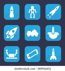 future icon. Set of 9 future filled icons such as rocket, robot