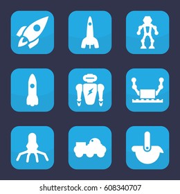 Future icon. set of 9 filled future icons such as rocket