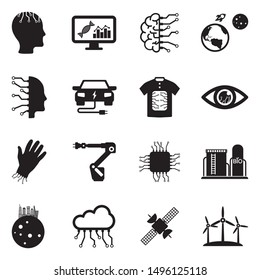 Future Icons. Black Flat Design. Vector Illustration.