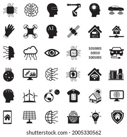 Future Icons. Black Flat Design. Vector Illustration.