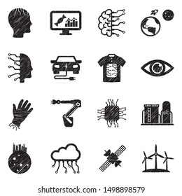 Future Icons. Black Scribble Design. Vector Illustration.