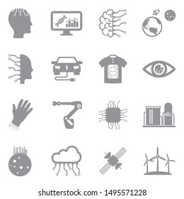 Future Icons. Gray Flat Design. Vector Illustration.
