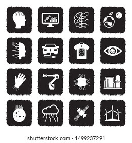 Future Icons. Grunge Black Flat Design. Vector Illustration.