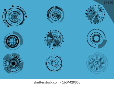 Future icons. HUD set for business, user interface elements. Abstract virtual graphic touch user interface. Futuristic green virtual graphic touch user interface, set Futuristic. Elements target.