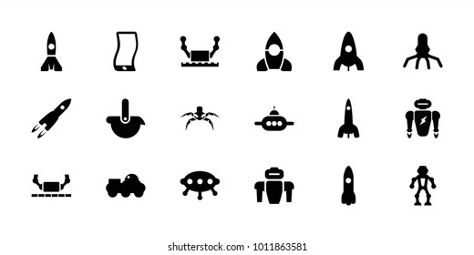 Future icons. set of 18 editable filled future icons: rocket, ufo, robot