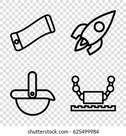 Future icons set. set of 4 future outline icons such as rocket, robot