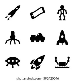 future icons set. Set of 9 future filled icons such as rocket, robot, UFO