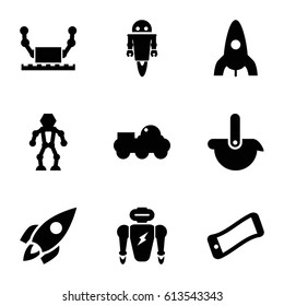 Future icons set. set of 9 future filled icons such as rocket, robot