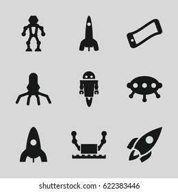 Future icons set. set of 9 future filled icons such as rocket, robot, UFO