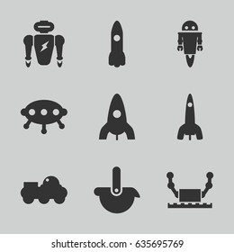 Future icons set. set of 9 future filled icons such as rocket, robot