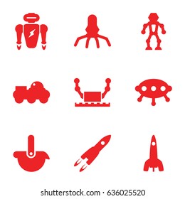 Future icons set. set of 9 future filled icons such as robot, rocket