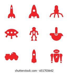Future icons set. set of 9 future filled icons such as rocket, robot