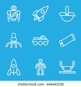 Future icons set. set of 9 future outline icons such as rocket, robot