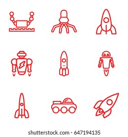 Future icons set. set of 9 future outline icons such as rocket