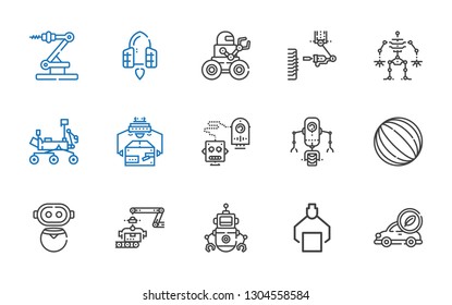 future icons set. Collection of future with electric car, robot, industrial robot, ball, mars rover, spaceship. Editable and scalable future icons.
