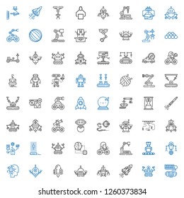 future icons set. Collection of future with robot, space shuttle, spaceship, artificial intelligence, industrial robot, hologram, rocket ship. Editable and scalable future icons.