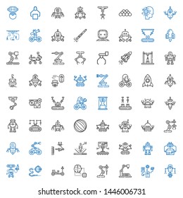 future icons set. Collection of future with robot, industrial robot, artificial intelligence, moon rover, ball, time is money, rocket, space shuttle. Editable and scalable future icons.