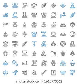 future icons set. Collection of future with robot, industrial robot, rocket ship, rocket, moon rover, artificial intelligence, ball, rising. Editable and scalable future icons.