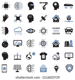 Iconos futuros. Diseño Plano De Dos Tonos. Ilustración vectorial.