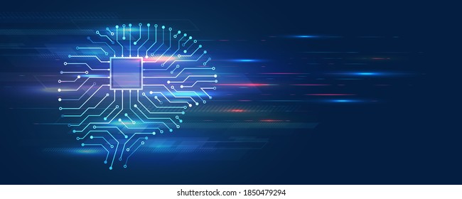 Future internet technology. Futuristic Cyber brain Web banner. Artificial intelligence business concept. Technology and engineering web background. 