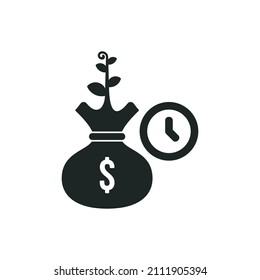 Future Investment, Time Is Money, Passive Income, Growth Investment, Retirement Plan. Icon Isolated On White Background