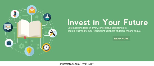 Future investment web banner. vector illustration in a flat style.
