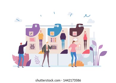 Future Job Employement Vector Illustration Concept Showing a group of people planning their future career, Suitable for landing page, ui, web, App intro card, editorial, flyer, and banner.