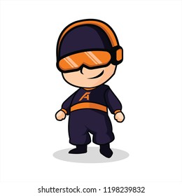 Future kid with google glass and headphone. 