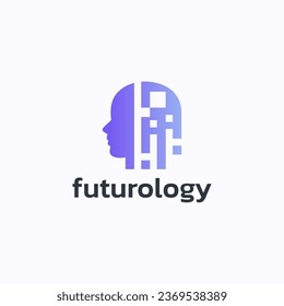 Future knowledge logo design vector. Technology researcher symbol template.