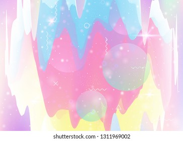 Future landscape with holographic cosmos and abstract universe background. Liquid mountain silhouette with wavy glitch. Futuristic gradient and shape. 3d fluid. Memphis future landscape.