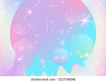 Future landscape with holographic cosmos and abstract universe background. Futuristic gradient and shape. 3d fluid. Pearlescent mountain silhouette with wavy glitch. Memphis future landscape.