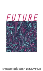 future letter with liquid abstract illustration for apparel seamless