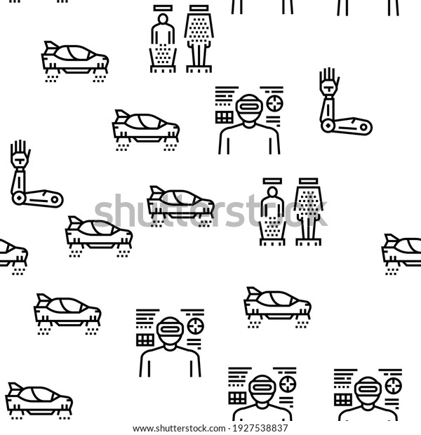 Future Life Devices Vector Seamless Pattern\
Thin Line Illustration