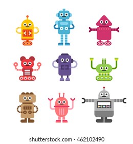future life robot friends vector illustration