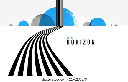 Future lines in 3D perspective vector abstract background, black and blue linear composition, road to horizon and sky concept, optical illusion op art.