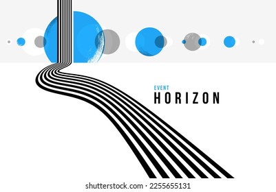 Future lines in 3D perspective vector abstract background, black and blue linear composition, road to horizon and sky concept, optical illusion op art.