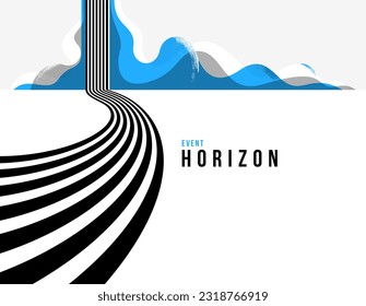 Future lines in 3D perspective vector abstract background, black and blue linear composition, road to horizon and sky concept, optical illusion op art.