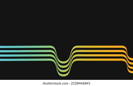 Future lines in 3D perspective vector abstract background, waves color linear composition, optical illusion op art. parallel curved lines background.