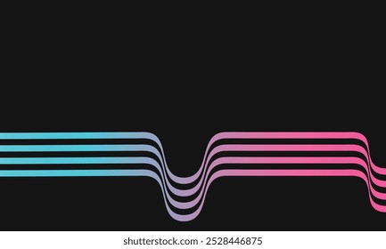 Future lines in 3D perspective vector abstract background, waves color linear composition, optical illusion op art. parallel curved lines background.