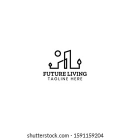 future living home logo vector concept with simple, outline, and elegant styles