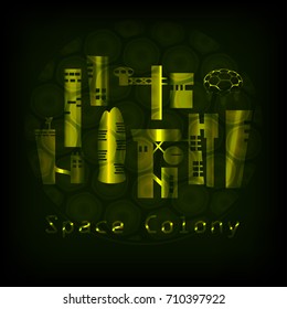 ?ity of the future. Lunar colony. Logos or emblems. Colony icon. 
Illustration can be used in the brochures, postcards, tickets,
 advertisements, banners, websites.
