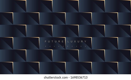 Future luxury dark blue golden background. Abstract graphic vector.