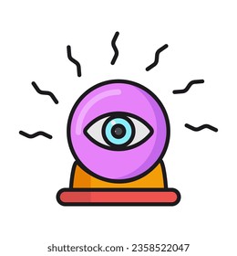 The future of the magic crystal ball. Witch and sorcery symbol, icon vector illustration, isolated on white background