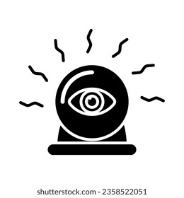 The future of the magic crystal ball. Witch and sorcery symbol, icon vector illustration, isolated on white background