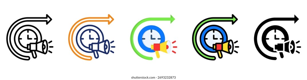 Ilustração de vetor de vários estilos de ícone de marketing futuro