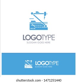 Future, Medical, Medicine, Robot, Robotics Blue Solid Logo with place for tagline. Vector Icon Template background