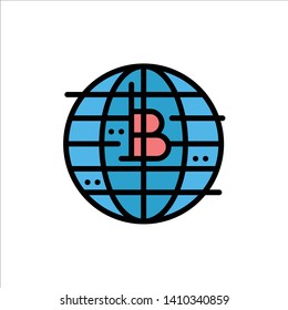 Future Money, Bitcoin, Block chain, Crypto currency, Decentralized  Flat Color Icon. Vector icon banner Template